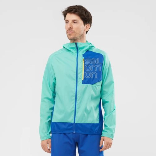 Turquoise / Blue Salomon Bonatti Cross Men's Windbreaker | IE JK1783